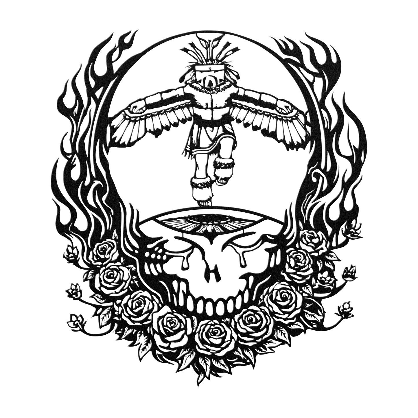 eagle skull steel wall decor