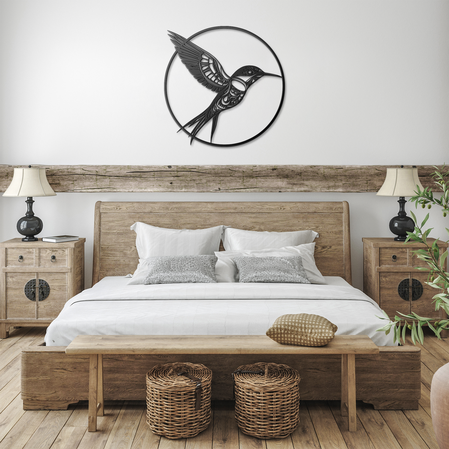 Rustic Outdoor Hummingbird Wall Sign – Powder Coated Steel