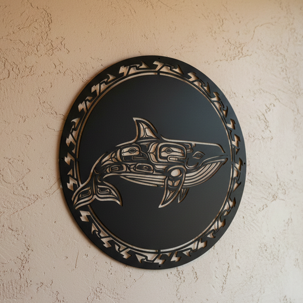 Northwest Coast humpback whale metal art