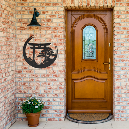 torii gate steel wall art