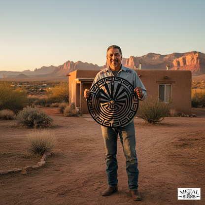 Native American Man in the Maze Metal Sign