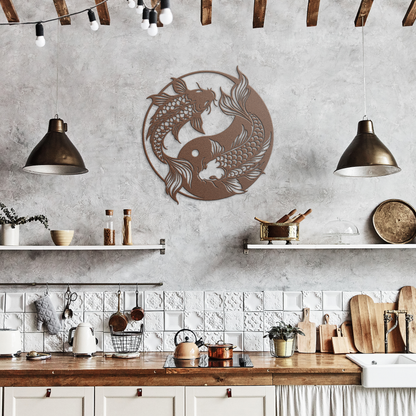 koi fish spiritual metal decor