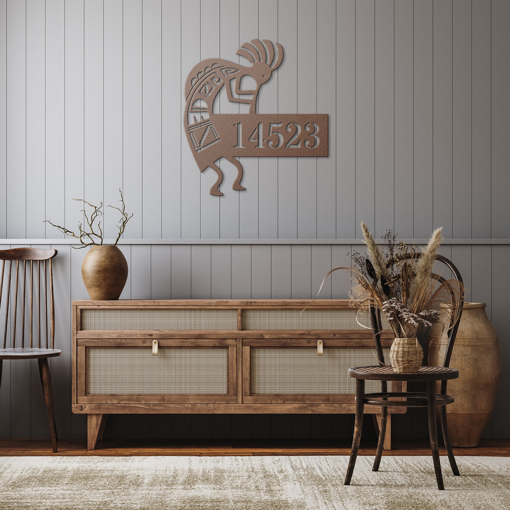 Kokopelli_Address_Metal_Sign__Custom__Copper_Rustic_Hallway_Mockup.png