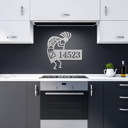 Kokopelli_Address_Metal_Sign__Custom__Silver_Dark_Kitchen_Mockup.png