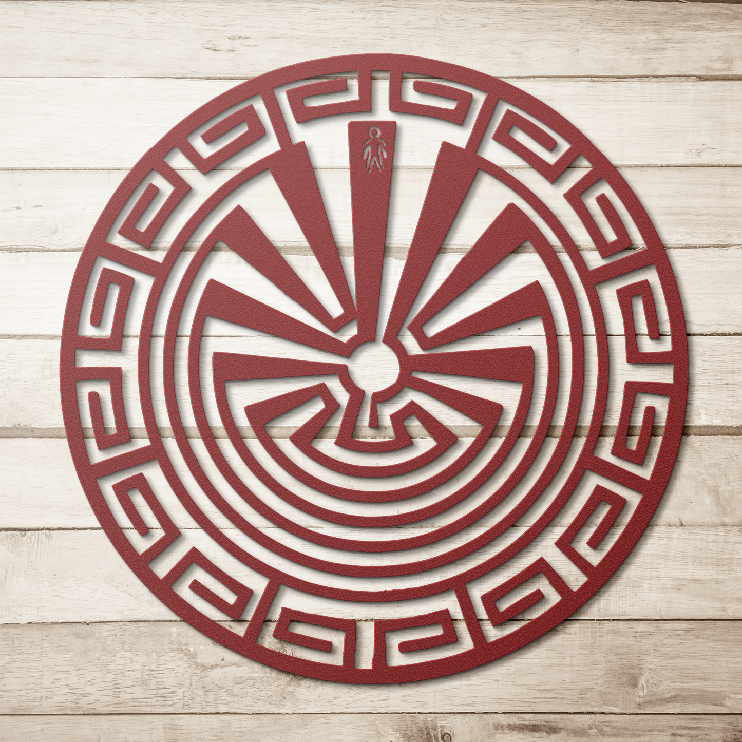 Man_in_the_Maze_Metal_Wall_Art__Nativ_Red_Simple_Wood_BKGD_Mockup.png