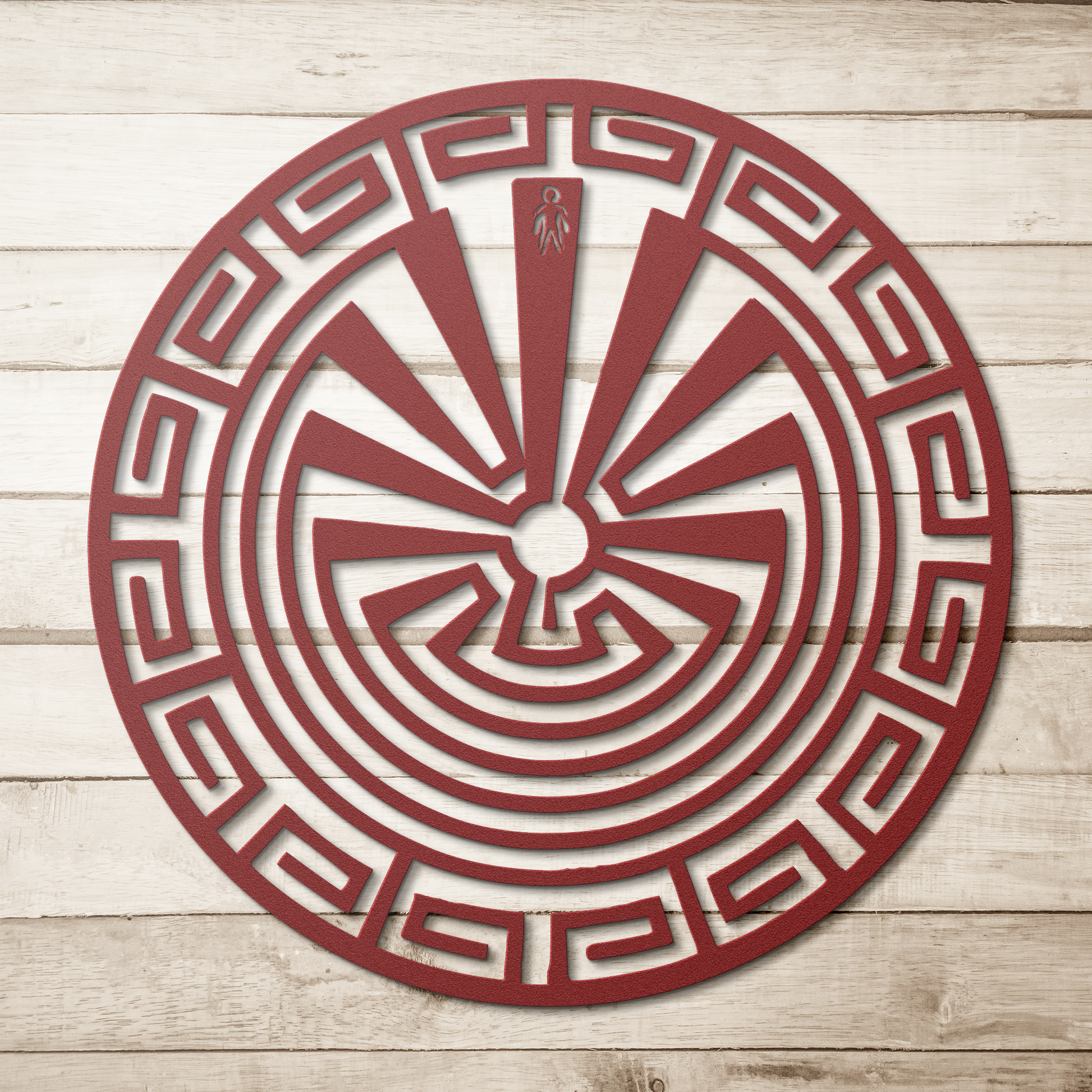 Man_in_the_Maze_Metal_Wall_Art__Nativ_Red_Simple_Wood_BKGD_Mockup.png