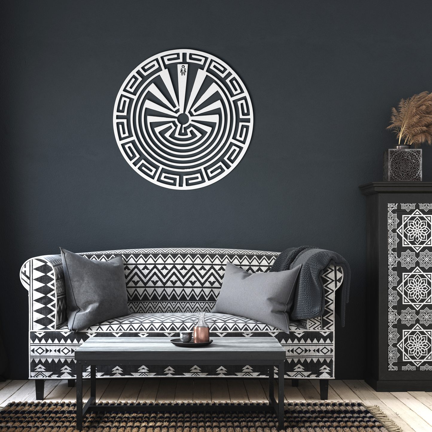 Man_in_the_Maze_Metal_Wall_Art__Nativ_White_Dark_Living_Room_Mockup.png