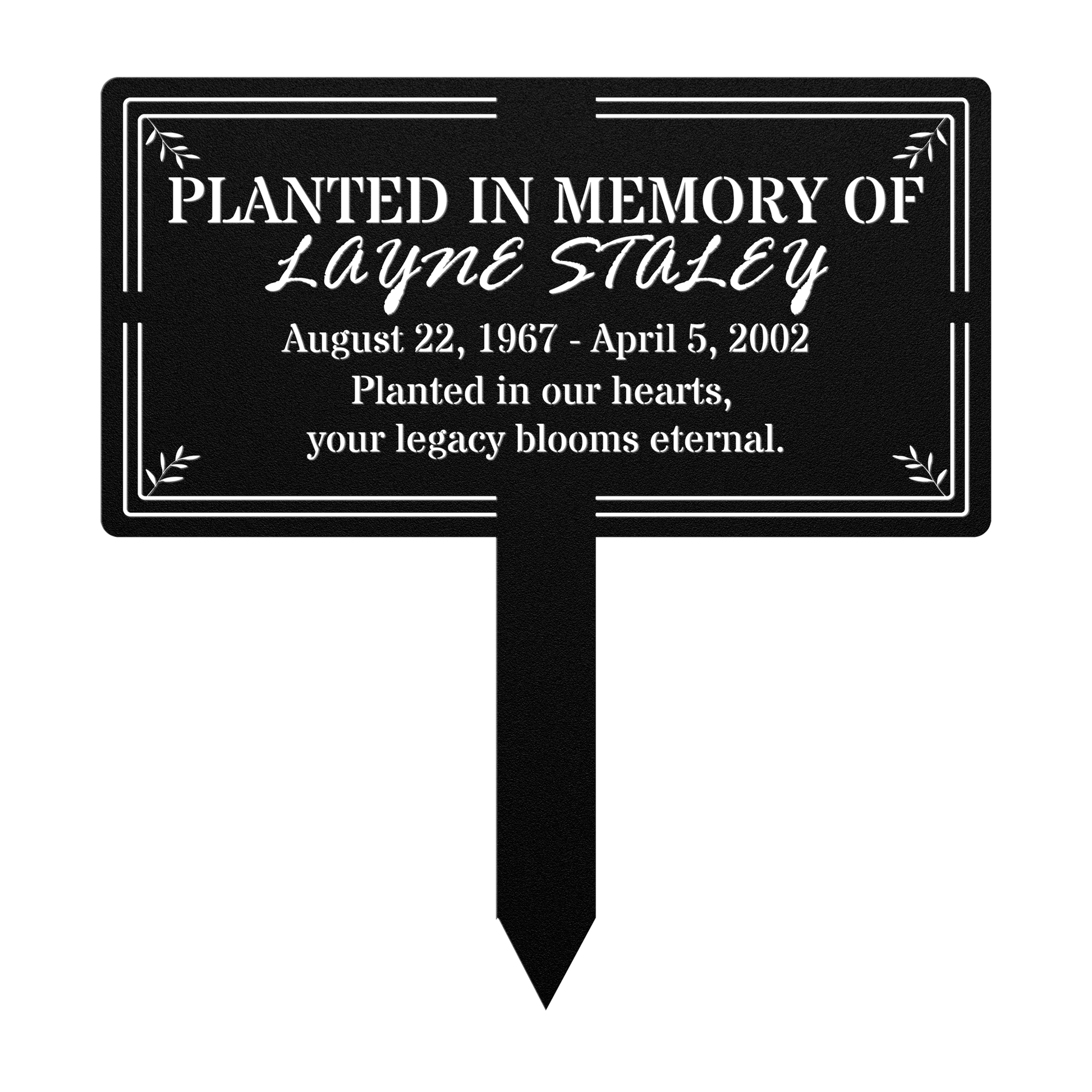 Remembrance garden metal sign