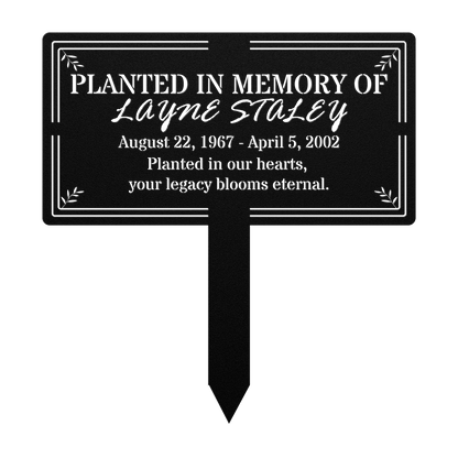 Remembrance garden metal sign