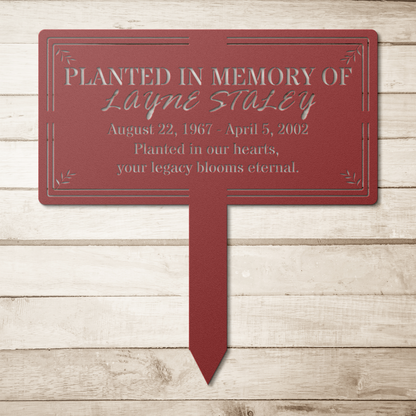 Outdoor tribute stake for loved one