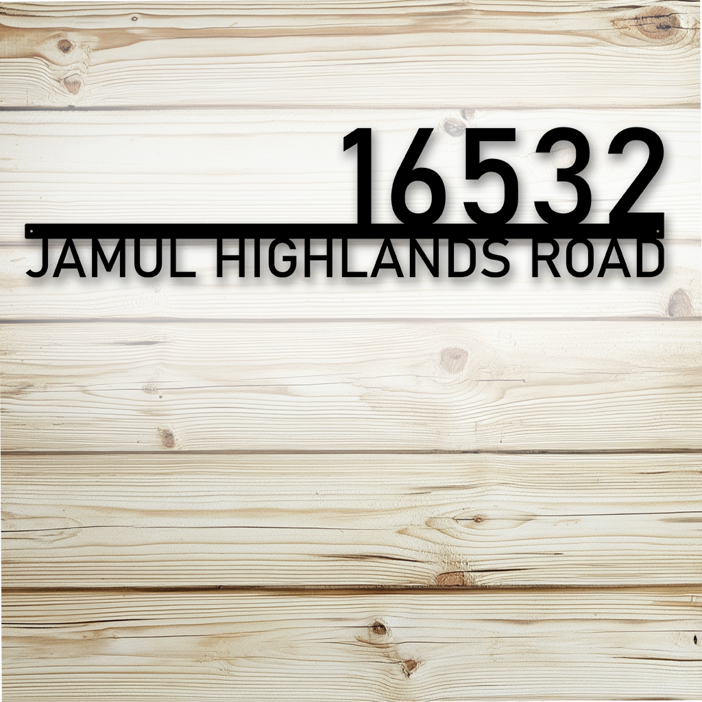 Durable powder-coated steel address wall sign