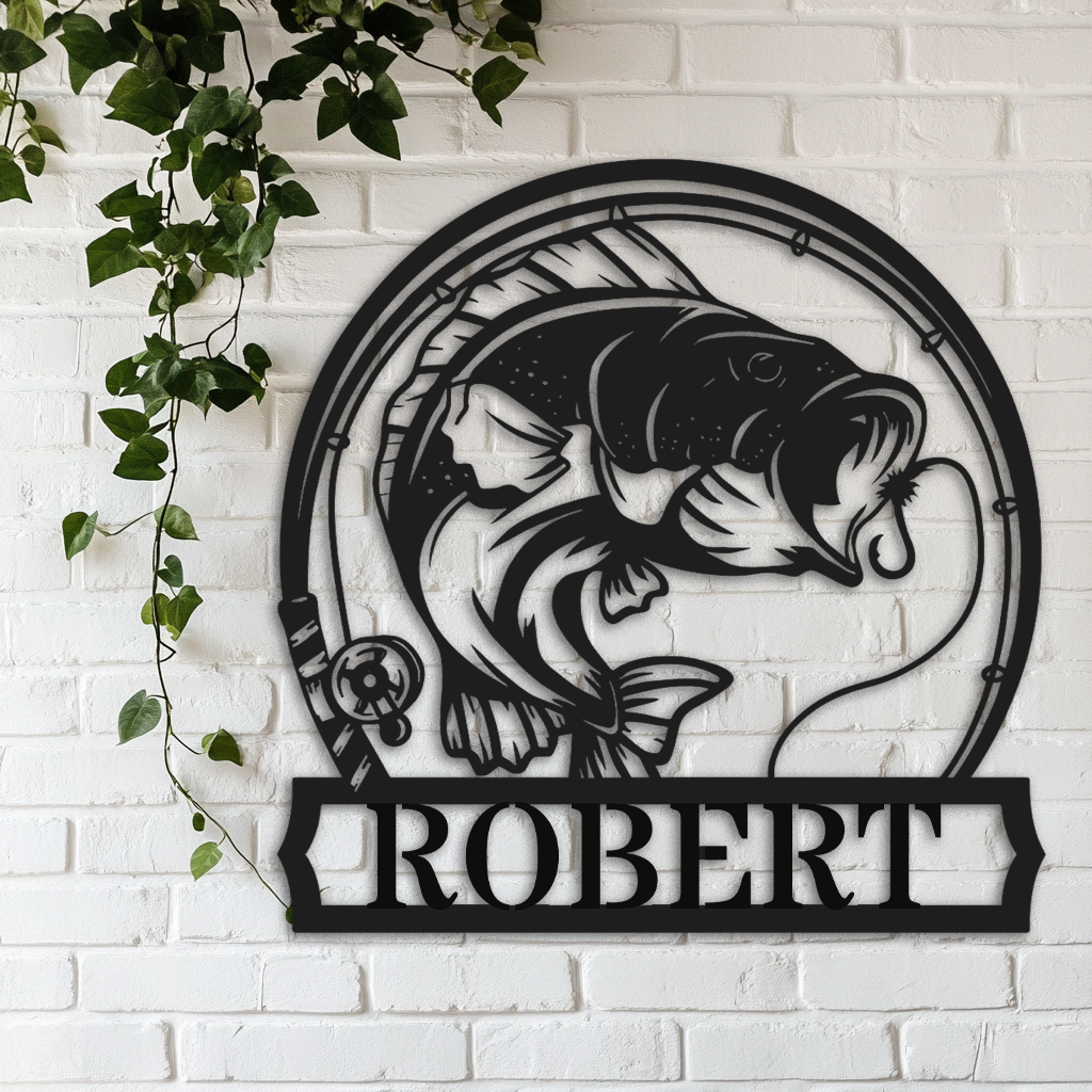 Bass fish metal sign for dad