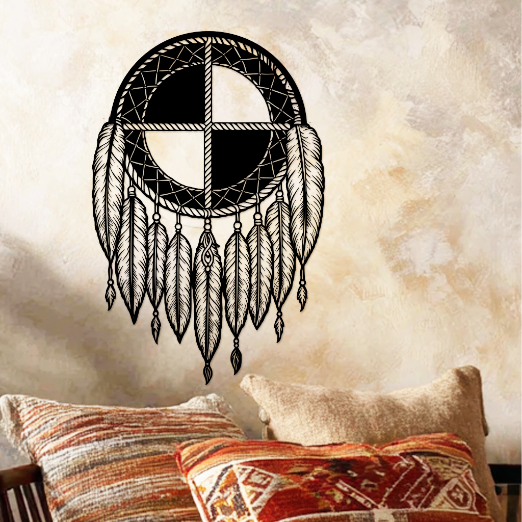 Native American medicine wheel metal wall art