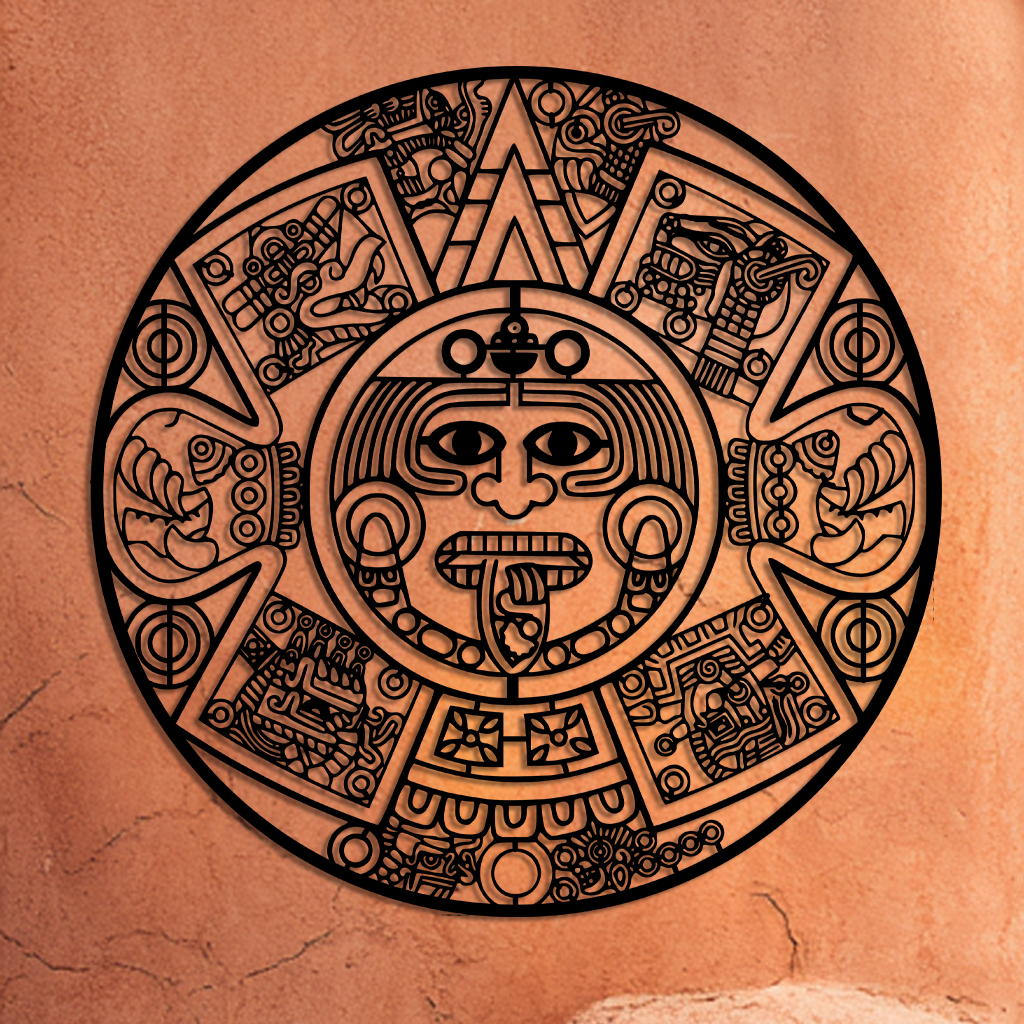 Aztec Mayan Mexican calendar metal wall art