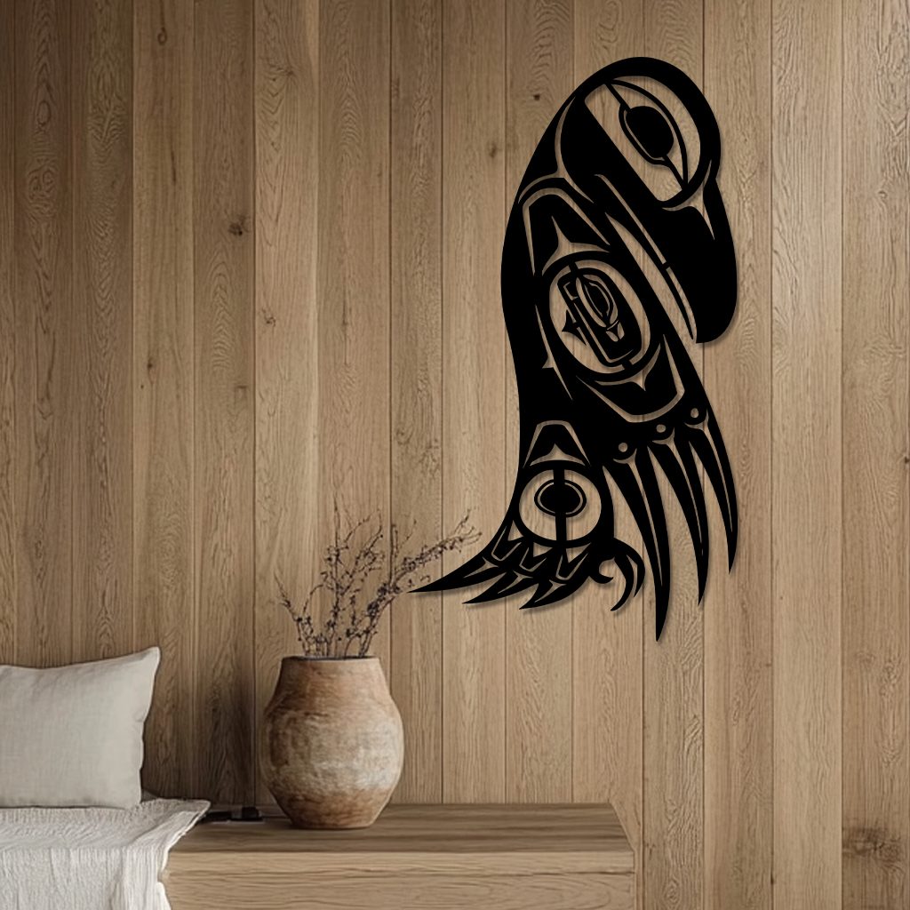 Rustic outdoor tribal raven wall sign USA