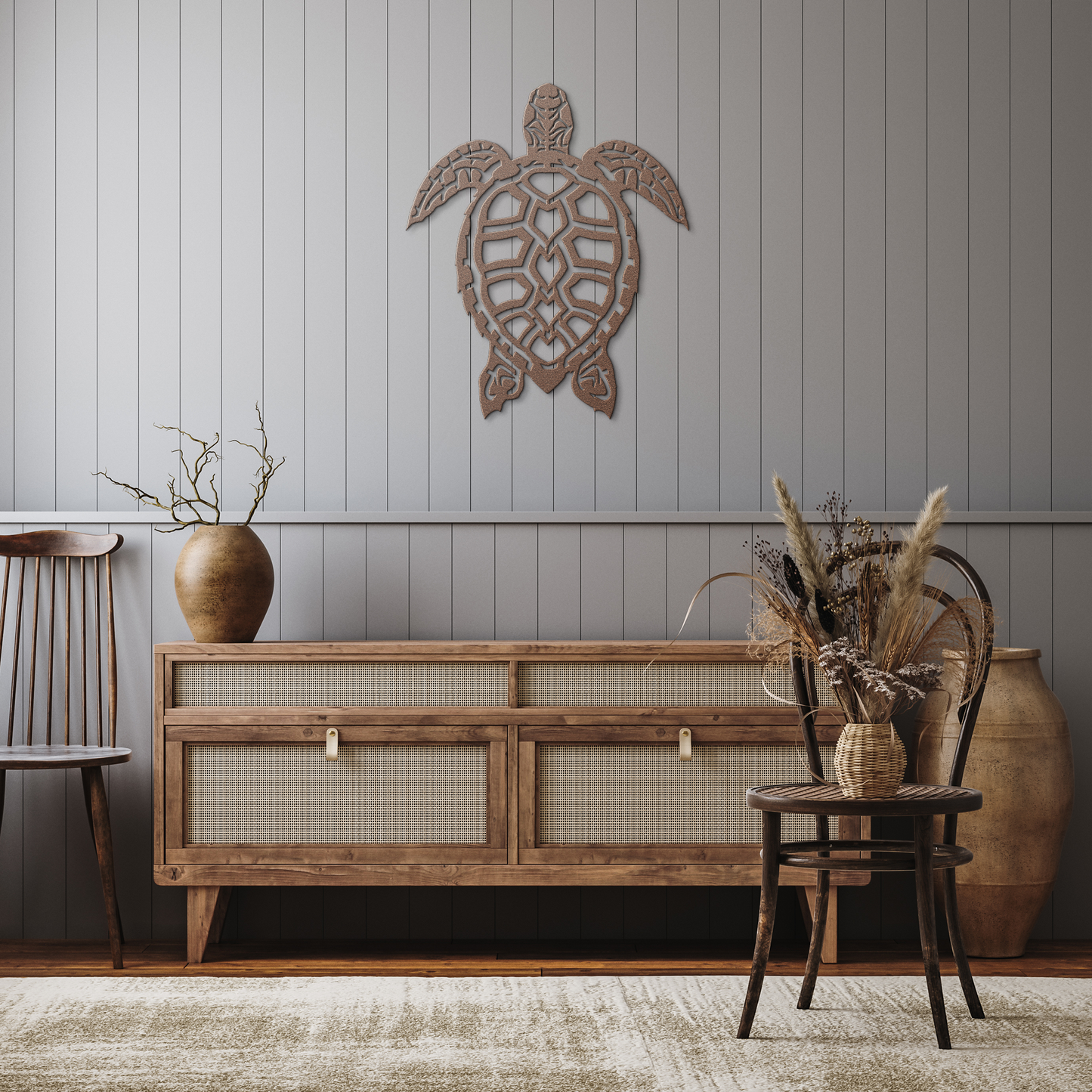Metal_Sea_Turtle_Wall_Art_Sea_Turtle_Wa_Copper_Rustic_Hallway_Mockup.png