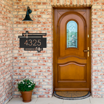 Personalized retro style house number wall art