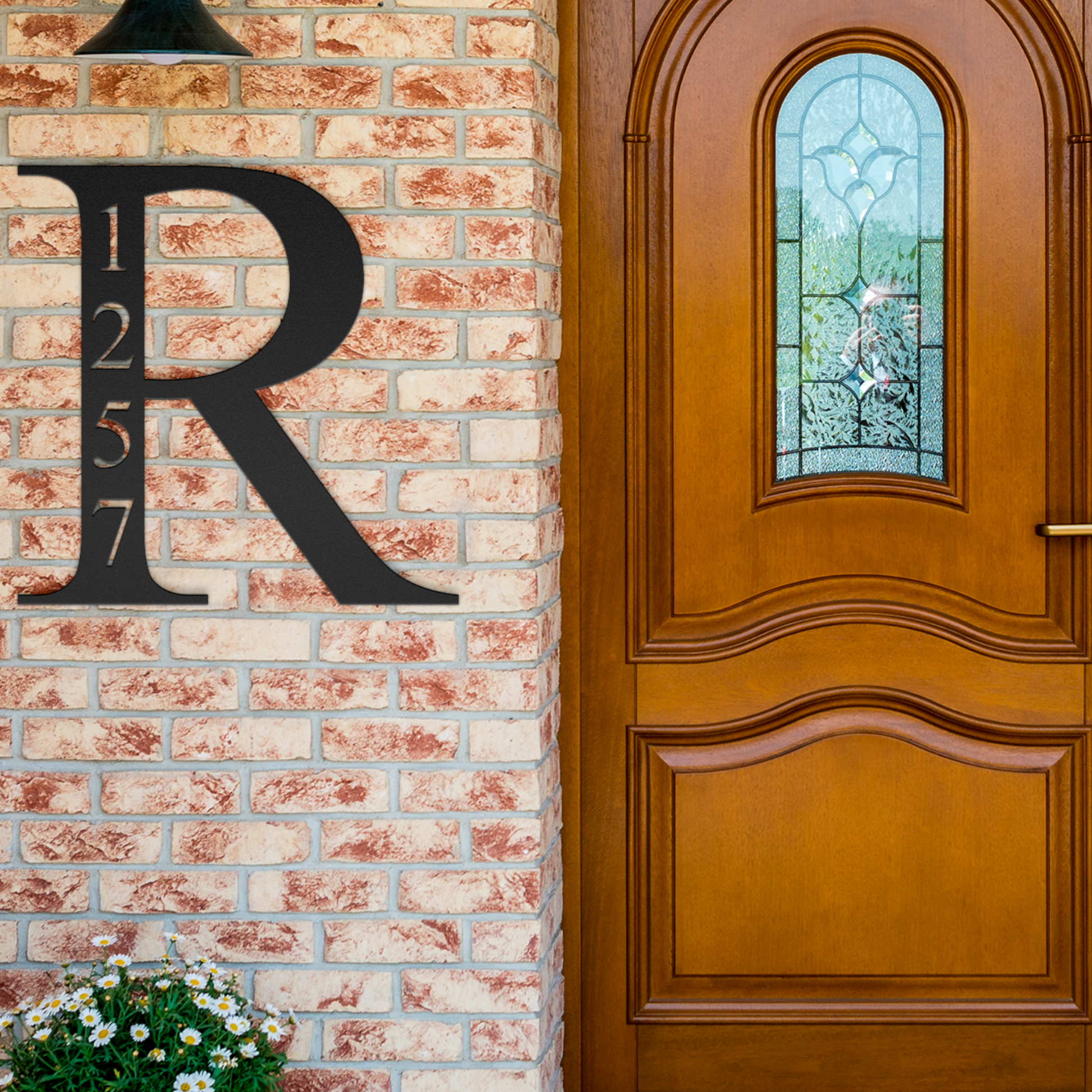 monogram address metal sign vertical