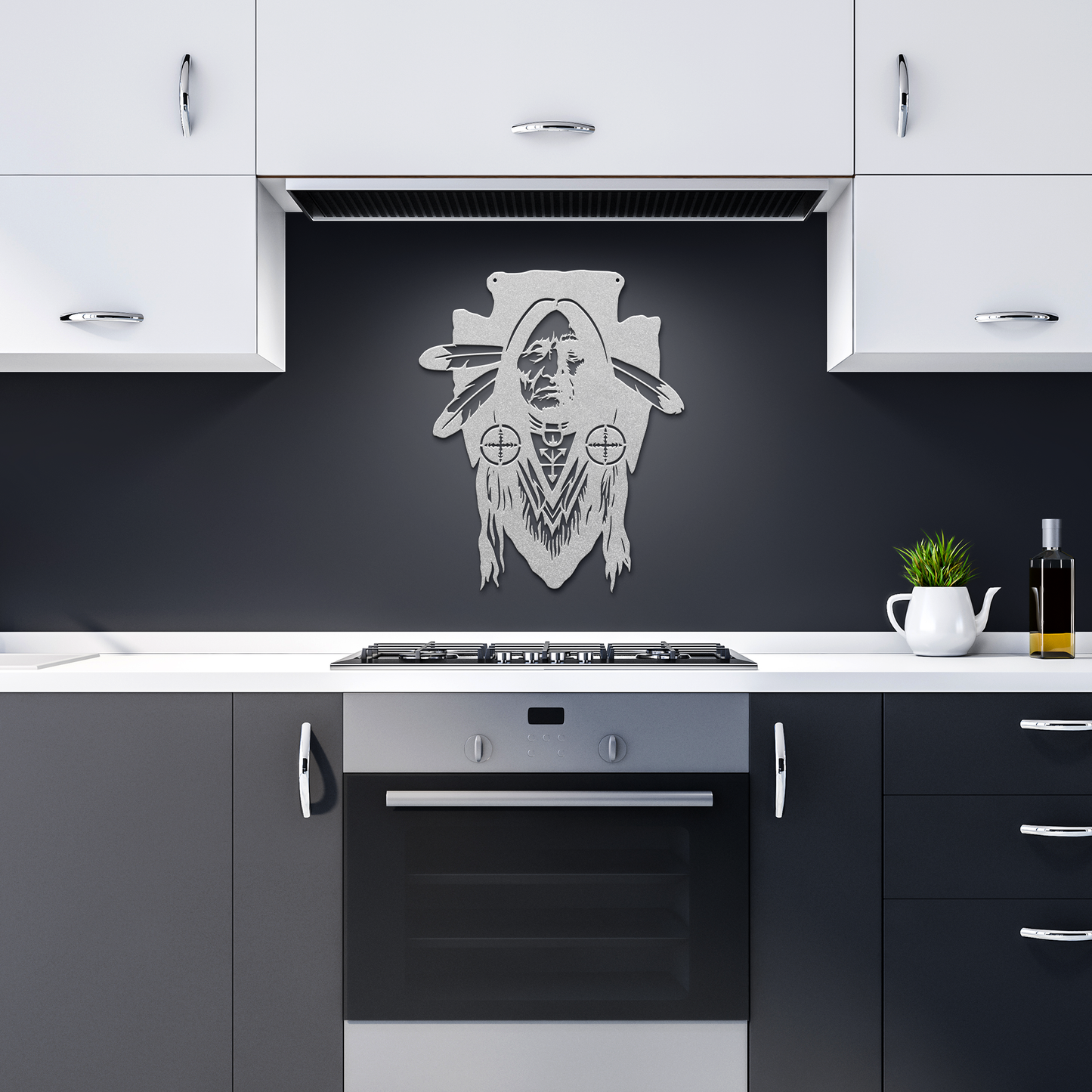 Native_American_Chief_Warrior_Metal_Wall_Silver_Dark_Kitchen_Mockup.png