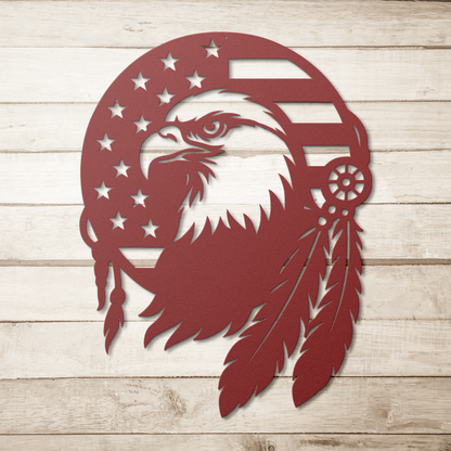 Native American Eagle Dream Catcher Metal Wall Art