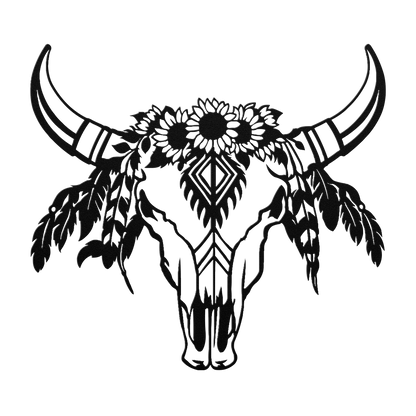 Tribal-inspired floral skull art