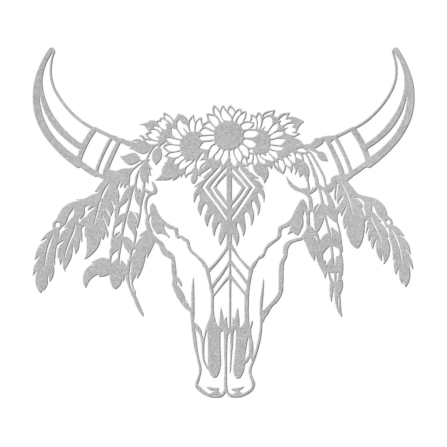 Boho cow skull metal sign
