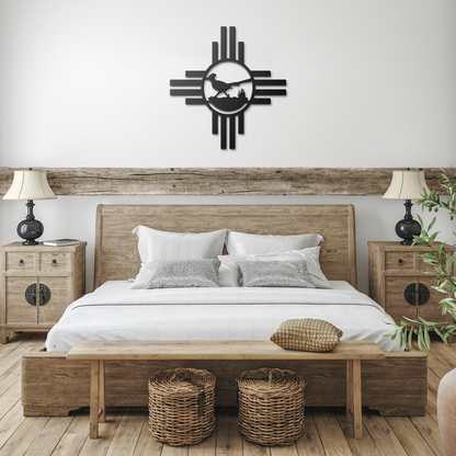 New_Mexico_Roadrunner_Metal_Sign__Sou_Black_Farmhouse_Bedroom_Mockup.png