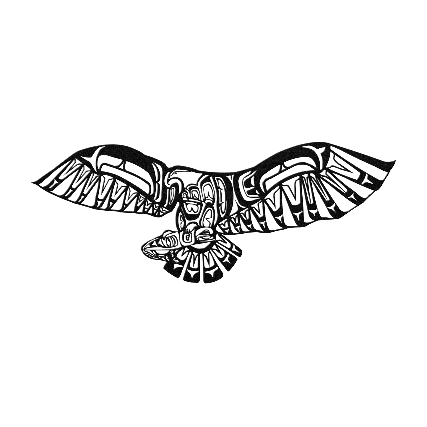 Salmon fishing eagle outdoor metal wall art