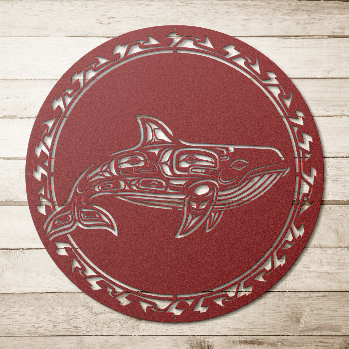 Weatherproof coastal whale wall sign