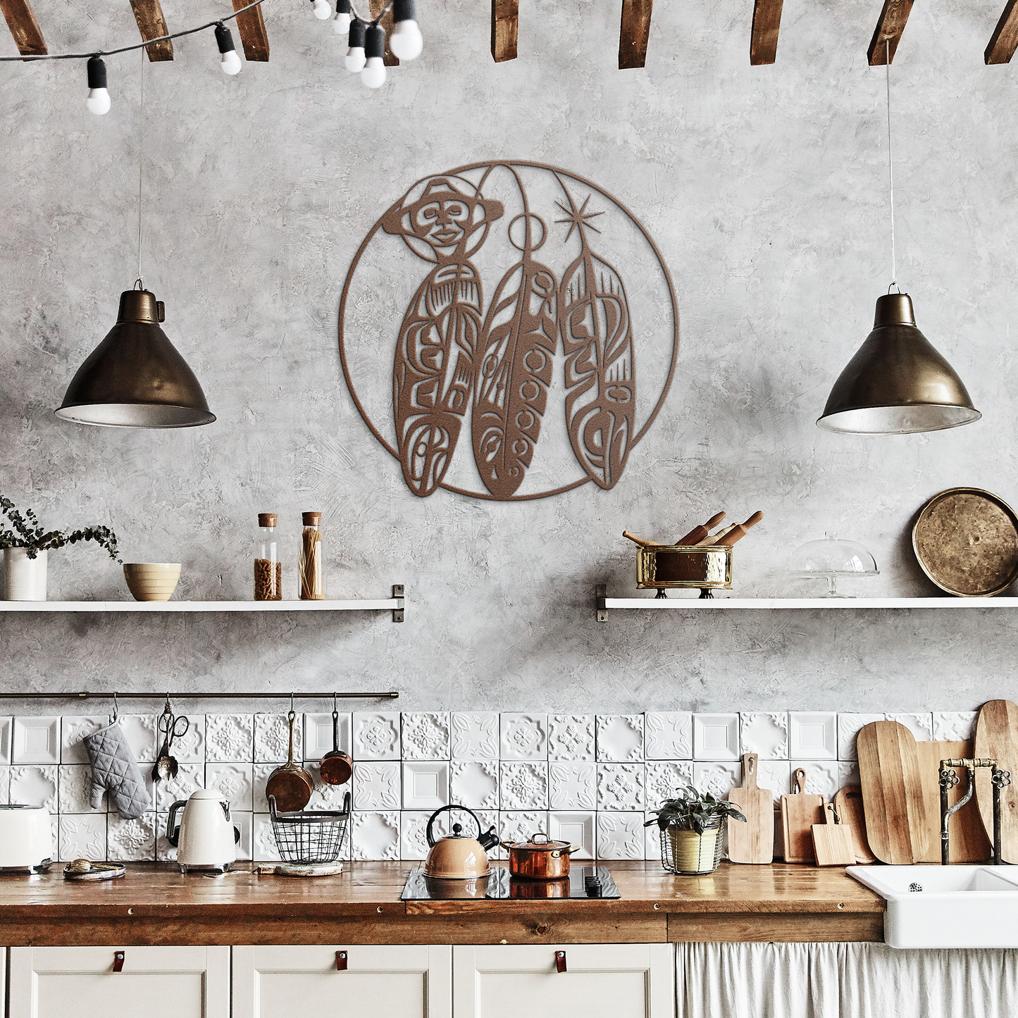 Northwest_Tribal_Feathers_Metal_Sign__C_Copper_Rustic_Kitchen_Mockup.png