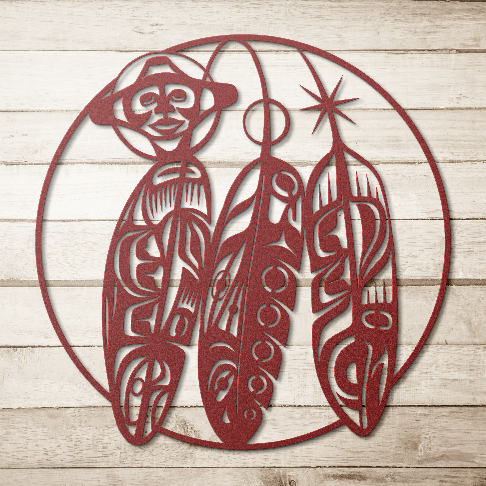 Native inspired rustic steel wall décor USA made