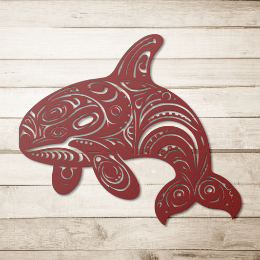 Custom Northwest Tribal Orca Metal Art Sign