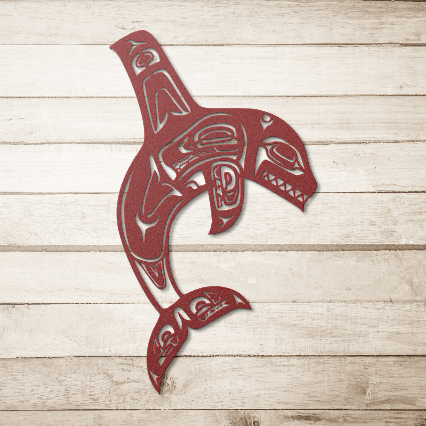 Native inspired orca steel wall decor USA made