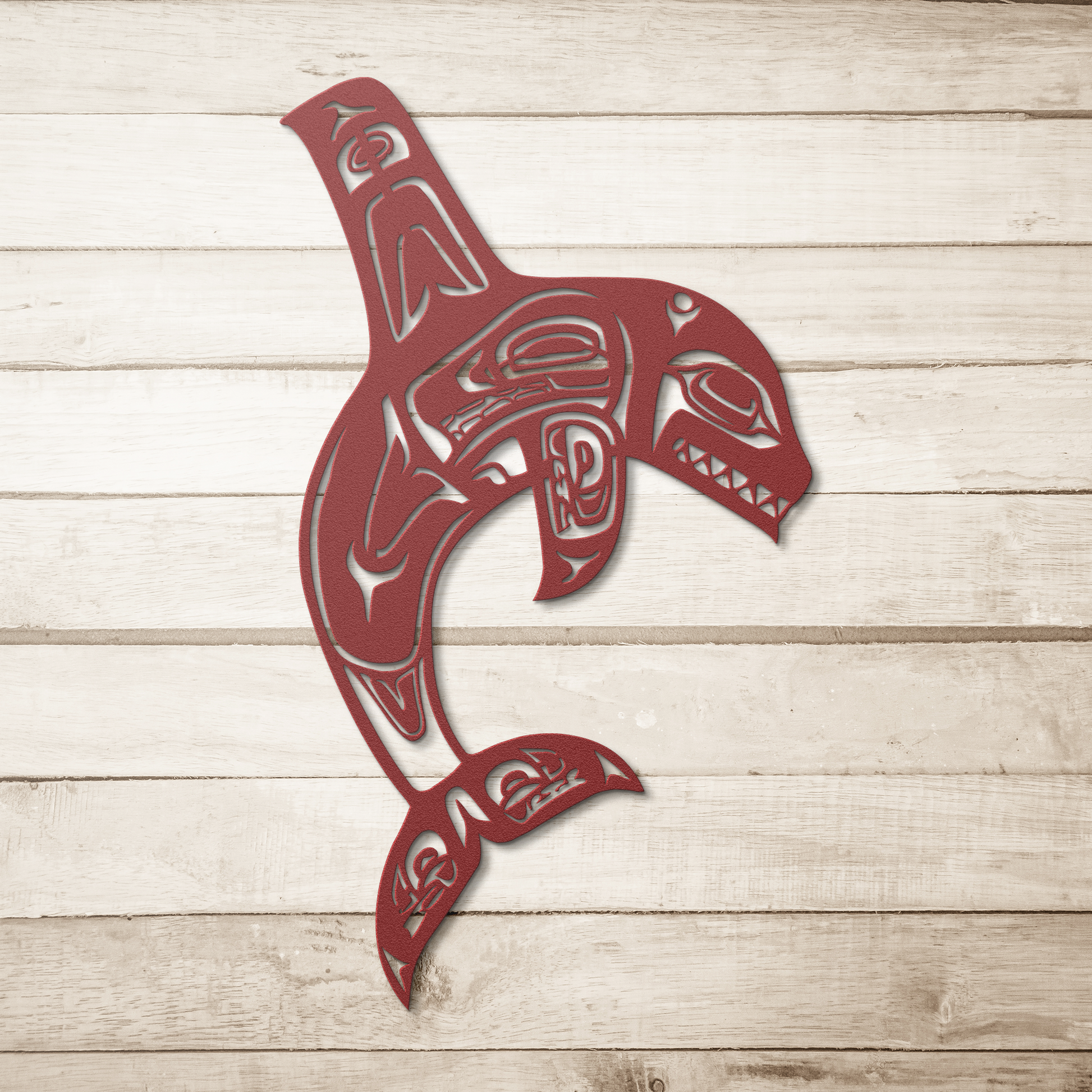 Native inspired orca steel wall decor USA made