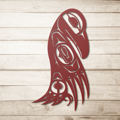 Native inspired raven totem steel wall decor