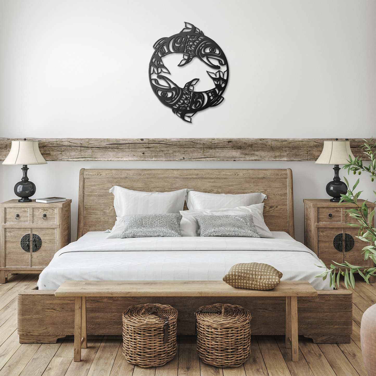 Northwest_Tribal_Salish_Salmon_Metal_Wal_Black_Farmhouse_Bedroom_Mockup.png