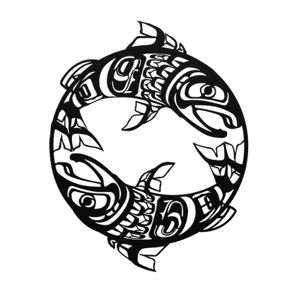 Indigenous salmon metal art