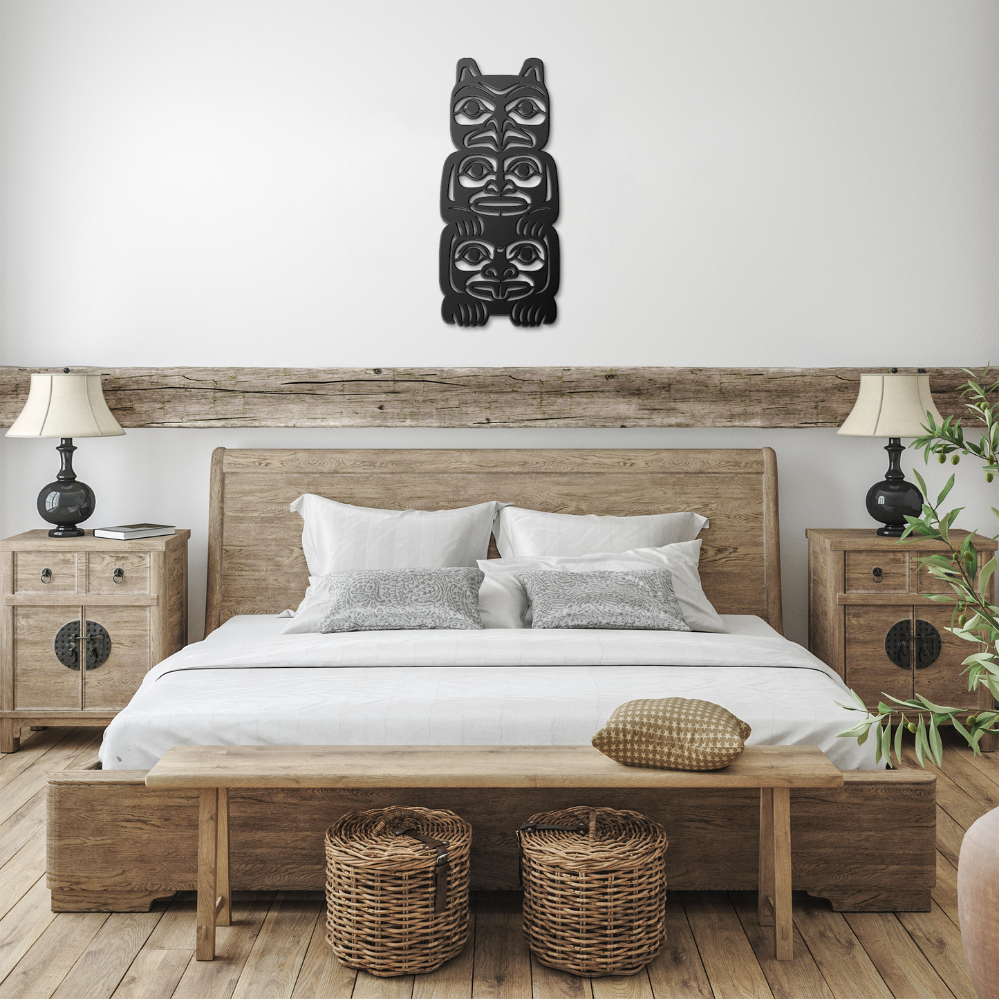 Northwest_Tribal_Totem_Pole_Metal_Sign__Black_Farmhouse_Bedroom_Mockup.png