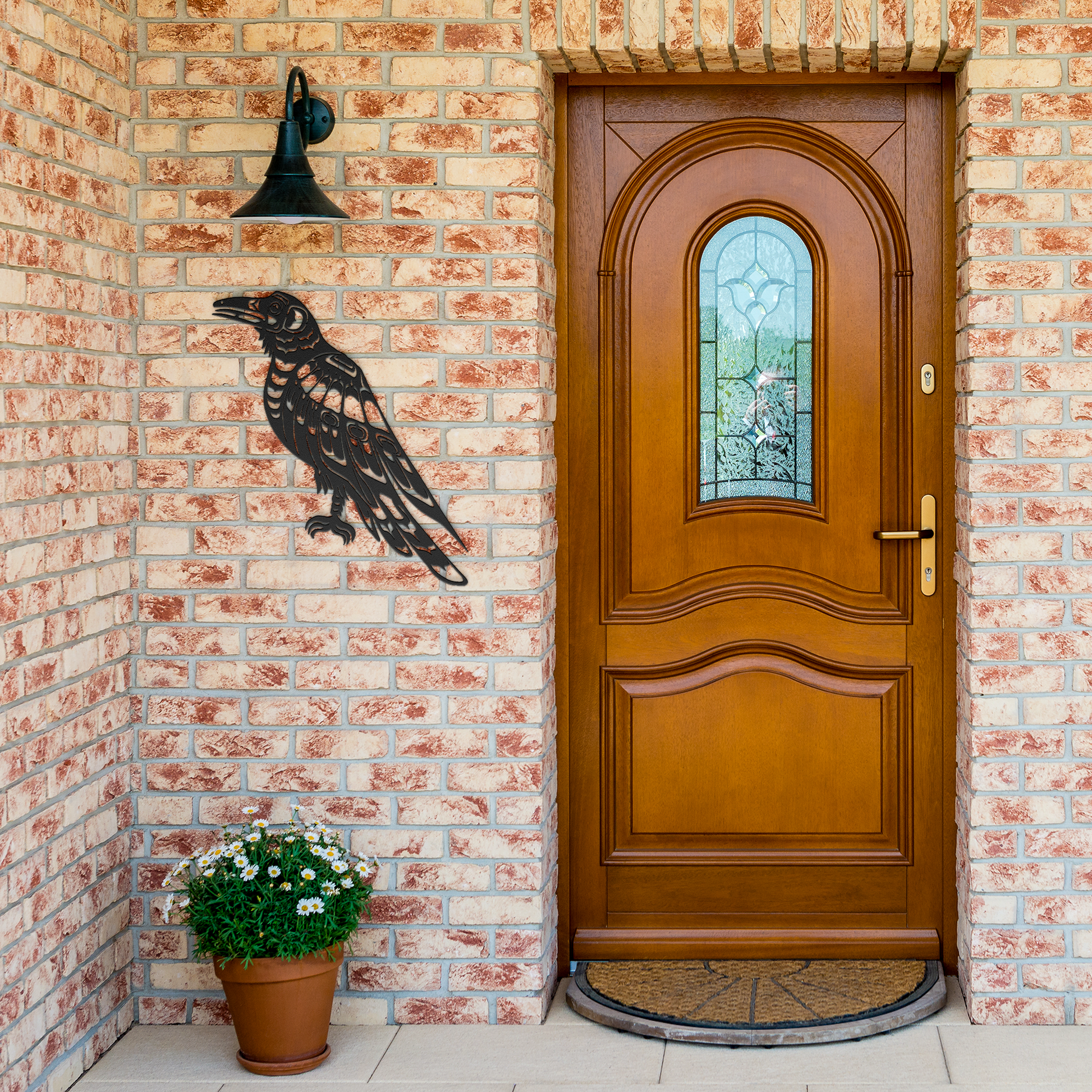 Pacific_Northwest_Raven_Metal_Sign__N_Black_Brick_Entrance_Mockup.png