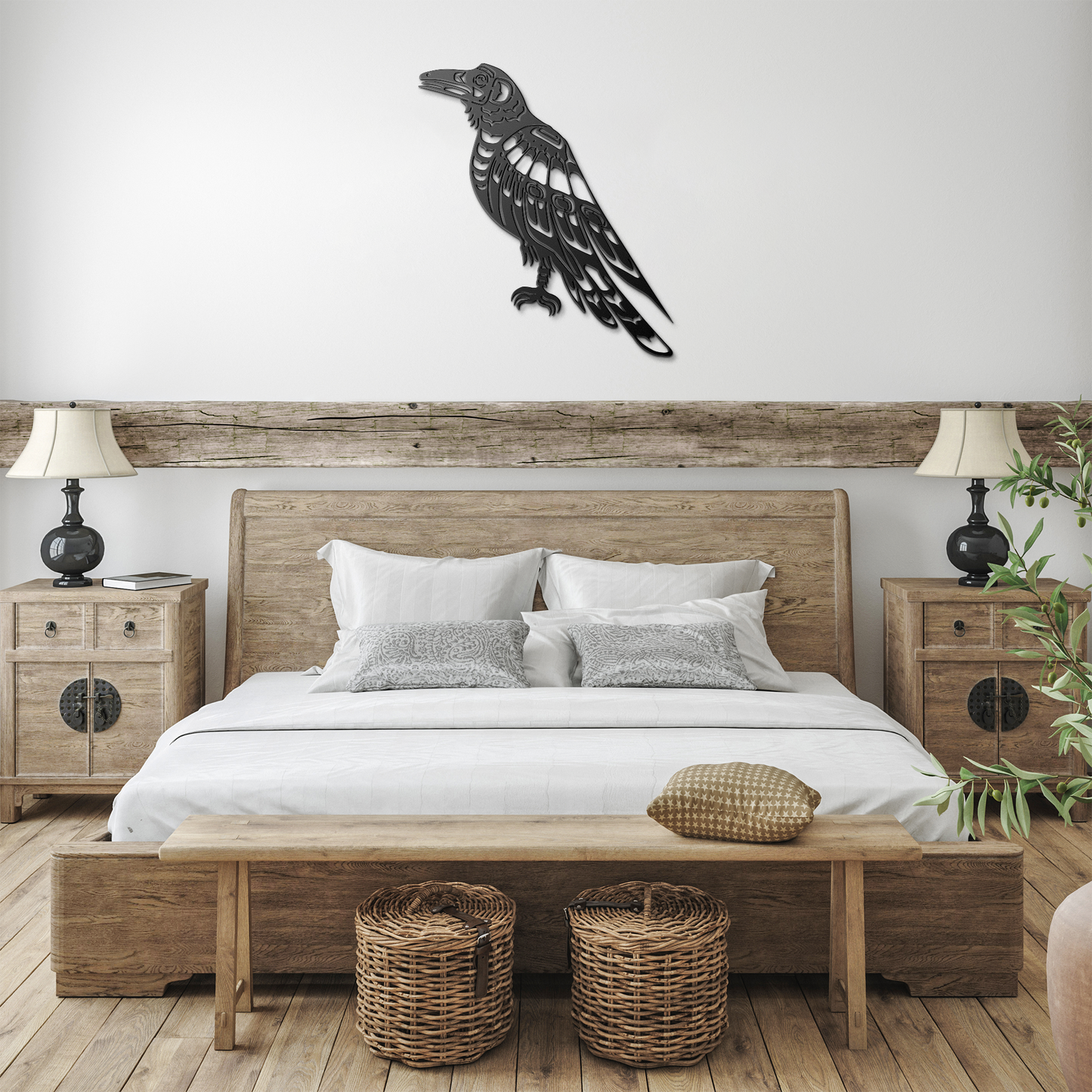 Pacific_Northwest_Raven_Metal_Sign__N_Black_Farmhouse_Bedroom_Mockup.png