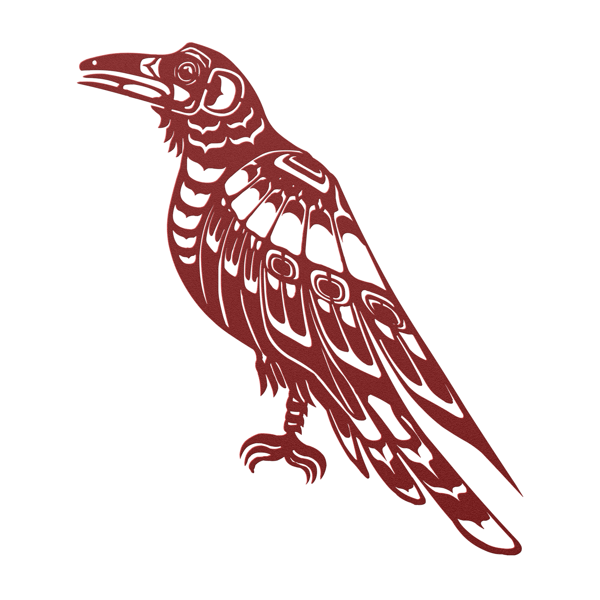 Raven totem metal art piece
