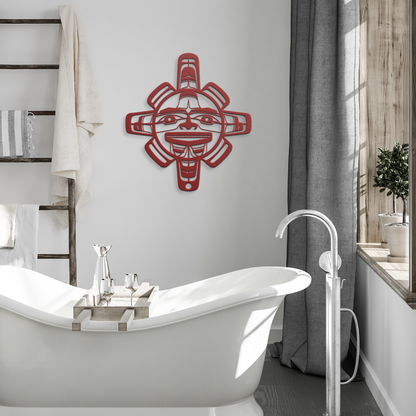 Pacific_Northwest_Tribal_Sun_Metal_Sign__Red_Modern_Bathroom_Mockup.png