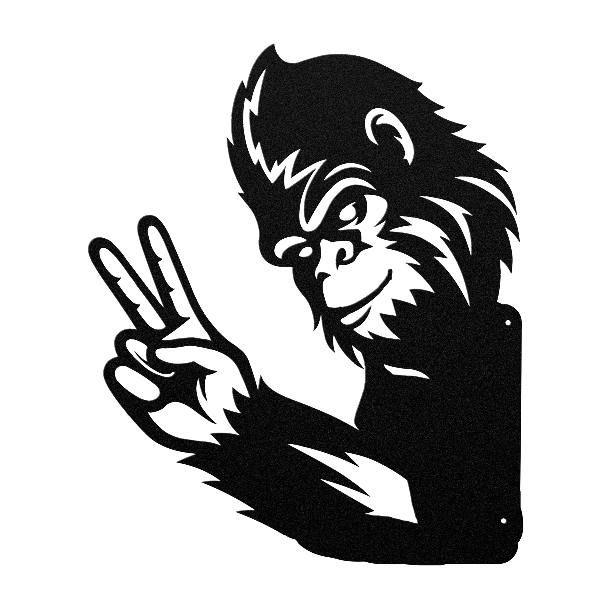 Peek-a-boo Bigfoot outdoor cabin metal sign