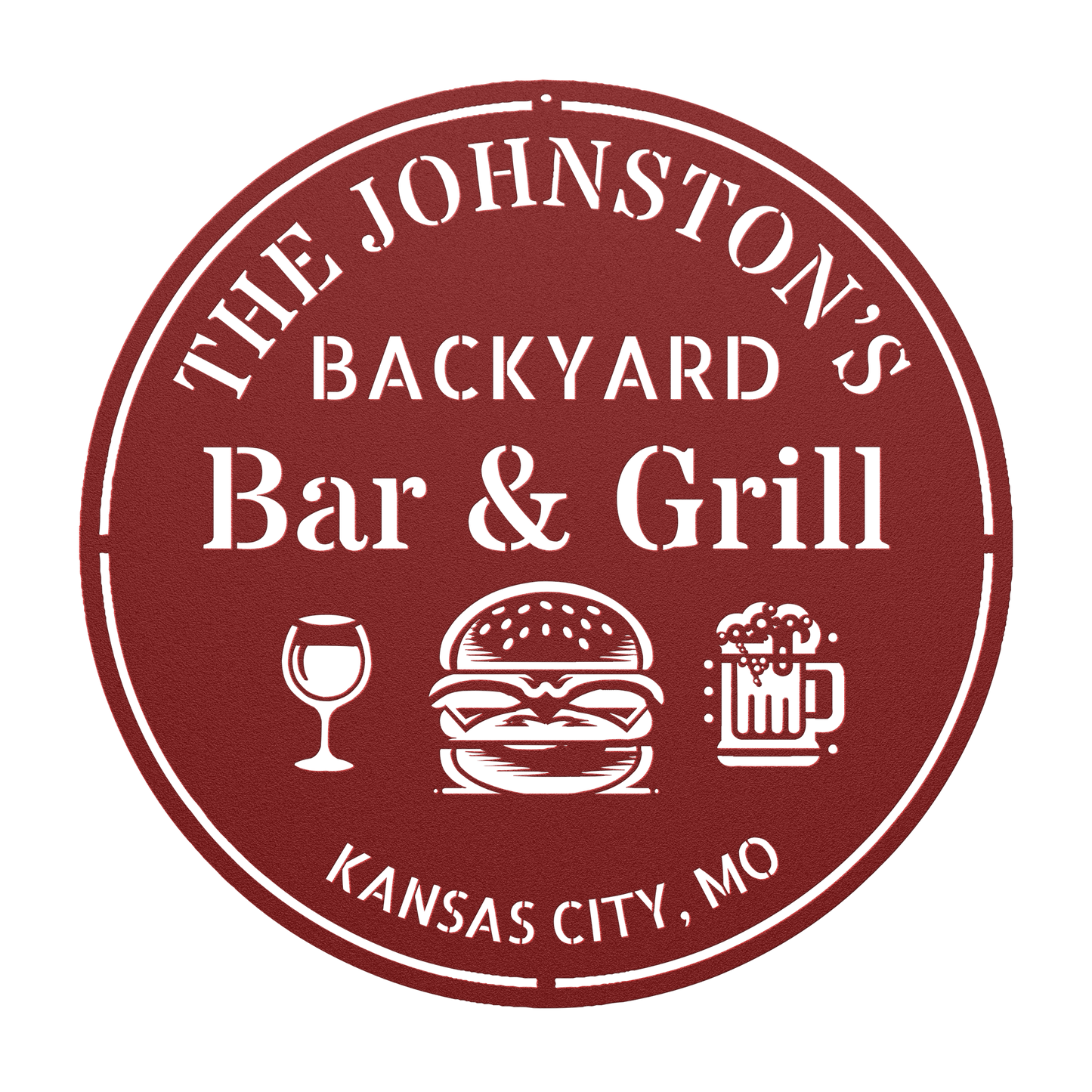 Durable steel backyard bar sign