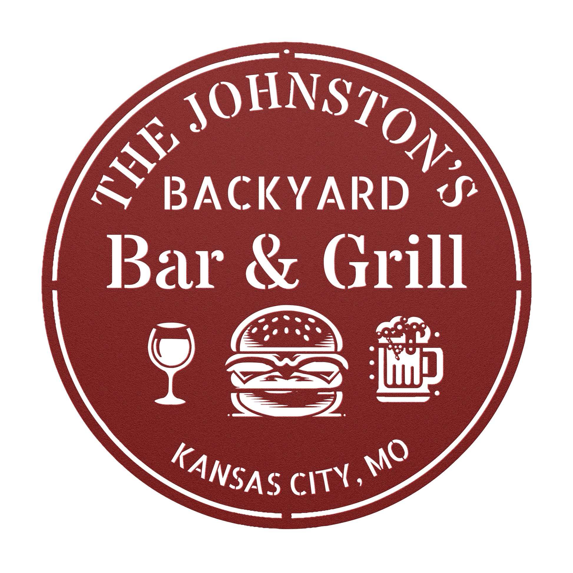Durable steel backyard bar sign