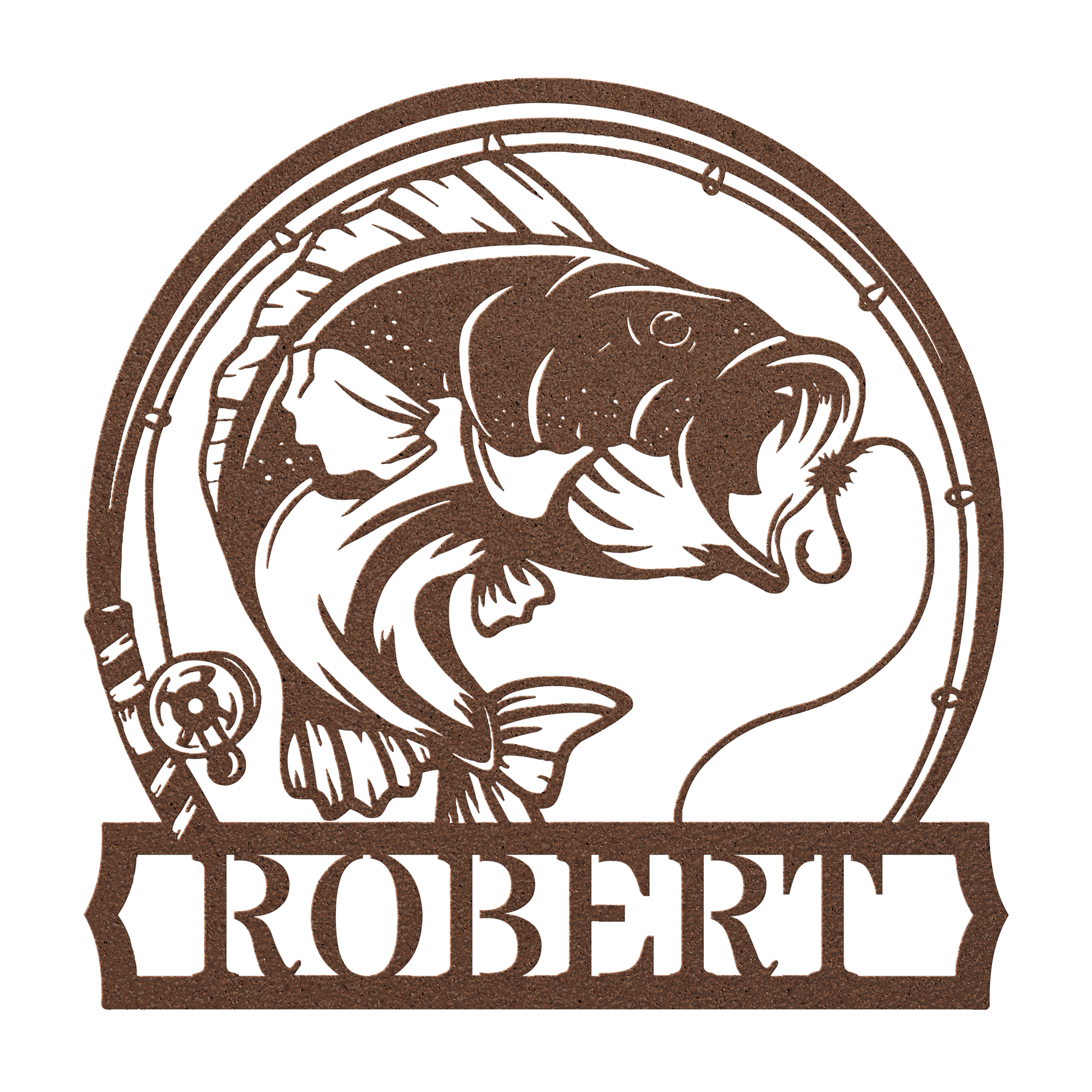 Outdoor bass fisherman plaque