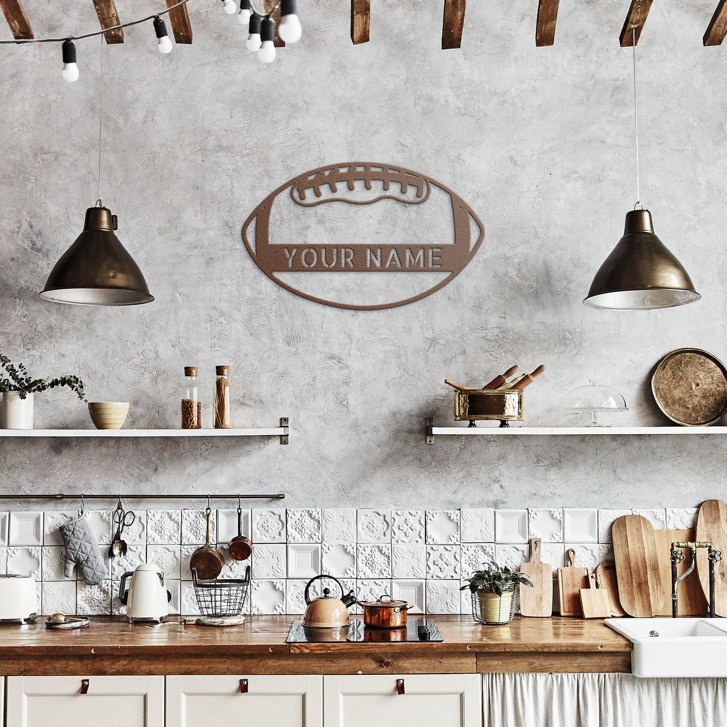 Personalized_Football_Metal_Sign__Cus_Copper_Rustic_Kitchen_Mockup.png