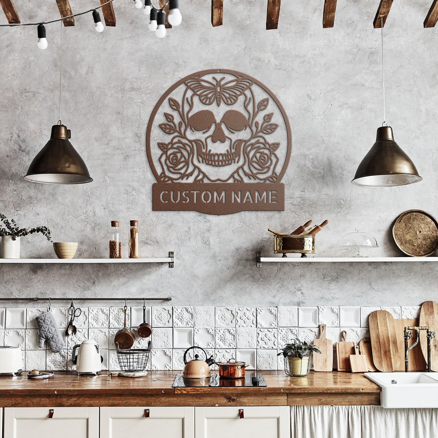 Personalized Sugar Skull Metal Sign