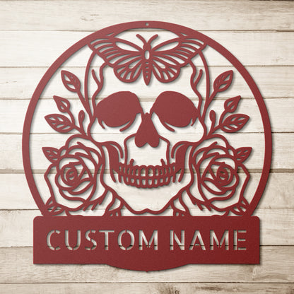 Personalized Sugar Skull Metal Sign