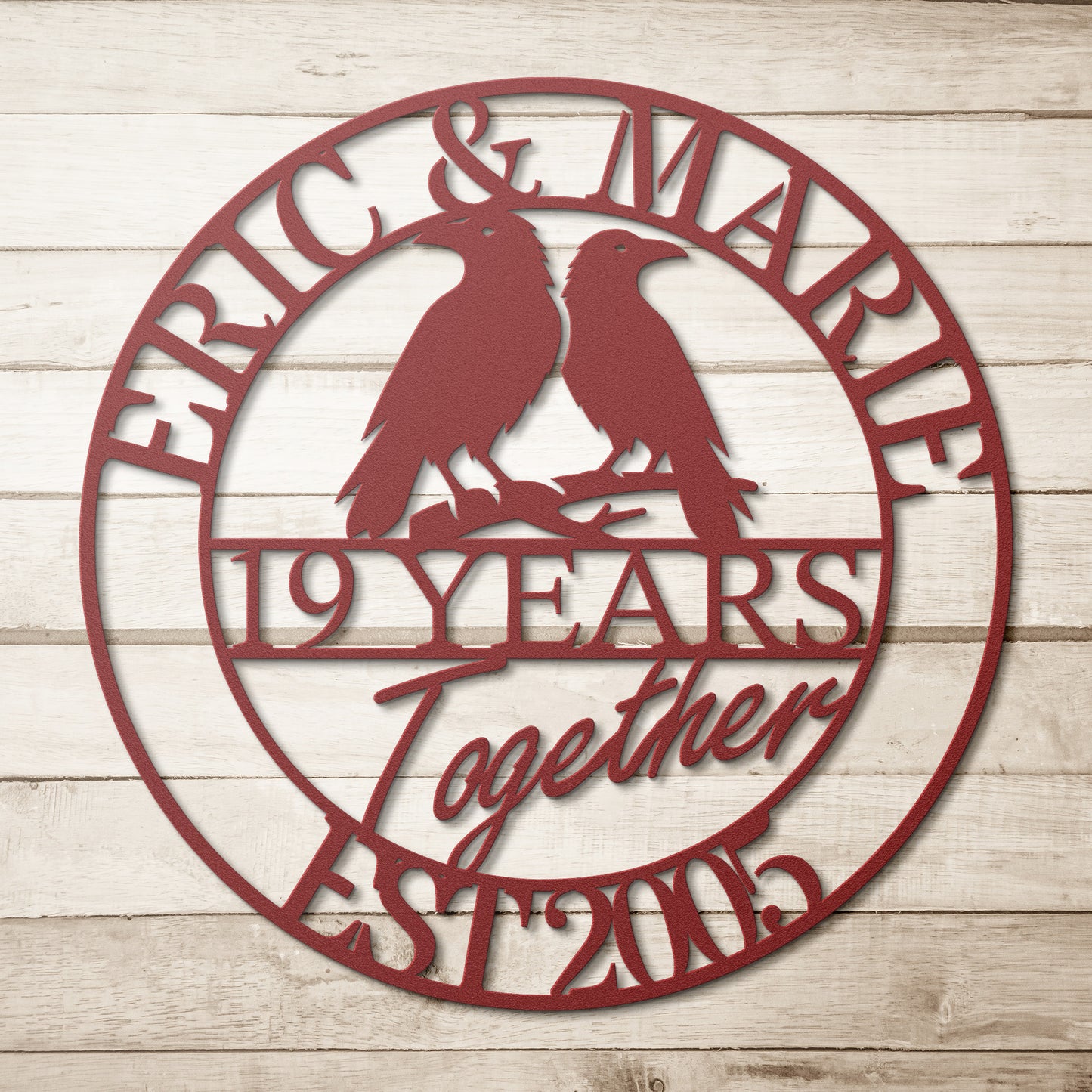 Personalized Wedding Anniversary Ravens Metal Wall Art Sign